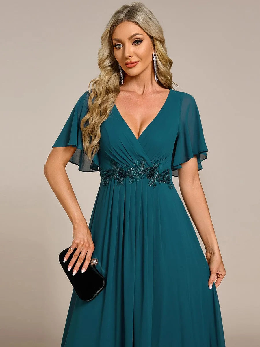 Robe de soirée élégante en mousseline de soie avec manches flottantes