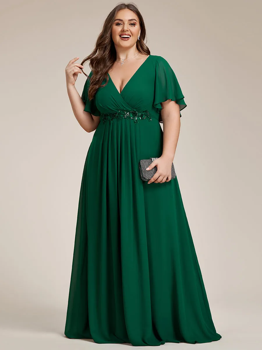 Robe de soirée élégante en mousseline de soie avec manches flottantes