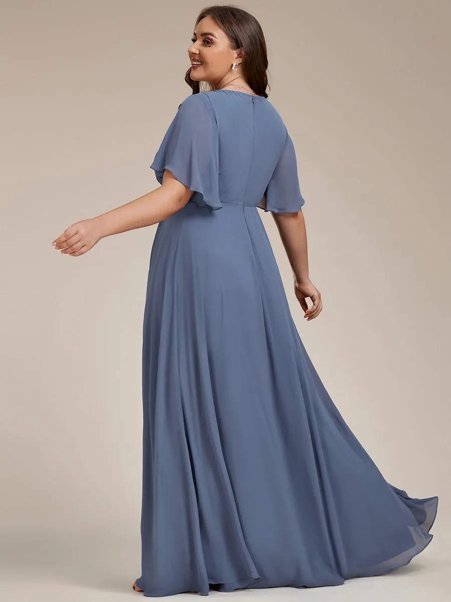 Robe de soirée élégante en mousseline de soie avec manches flottantes