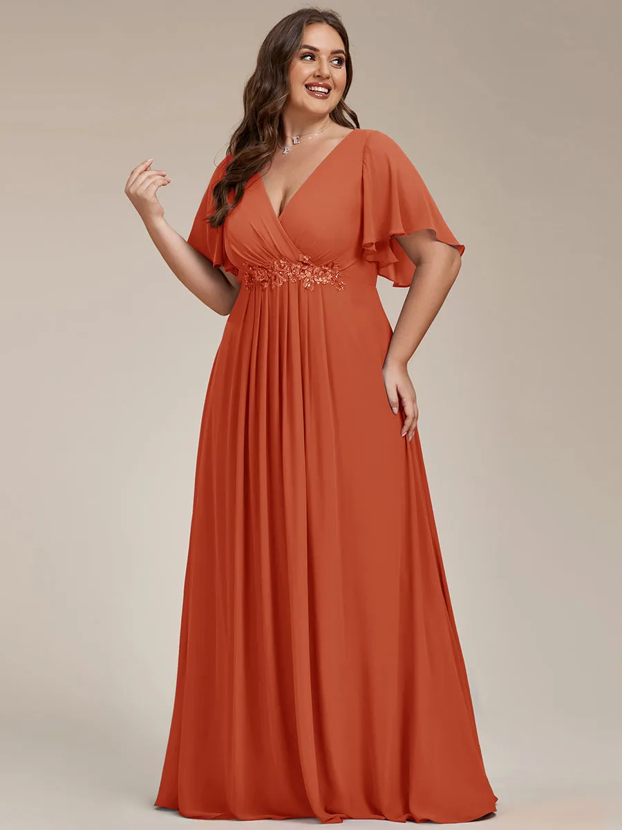Robe de soirée élégante en mousseline de soie avec manches flottantes