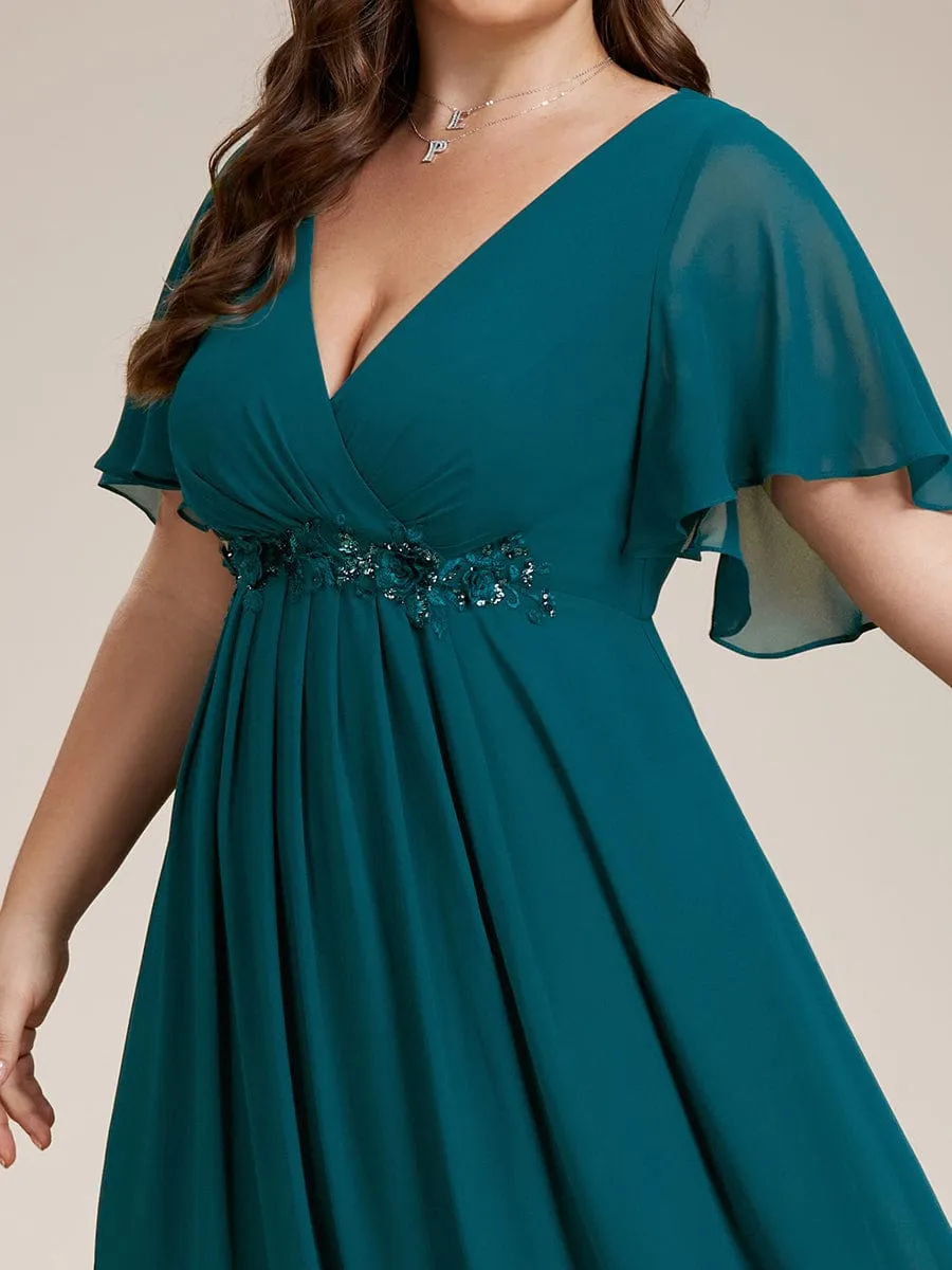 Robe de soirée élégante en mousseline de soie avec manches flottantes