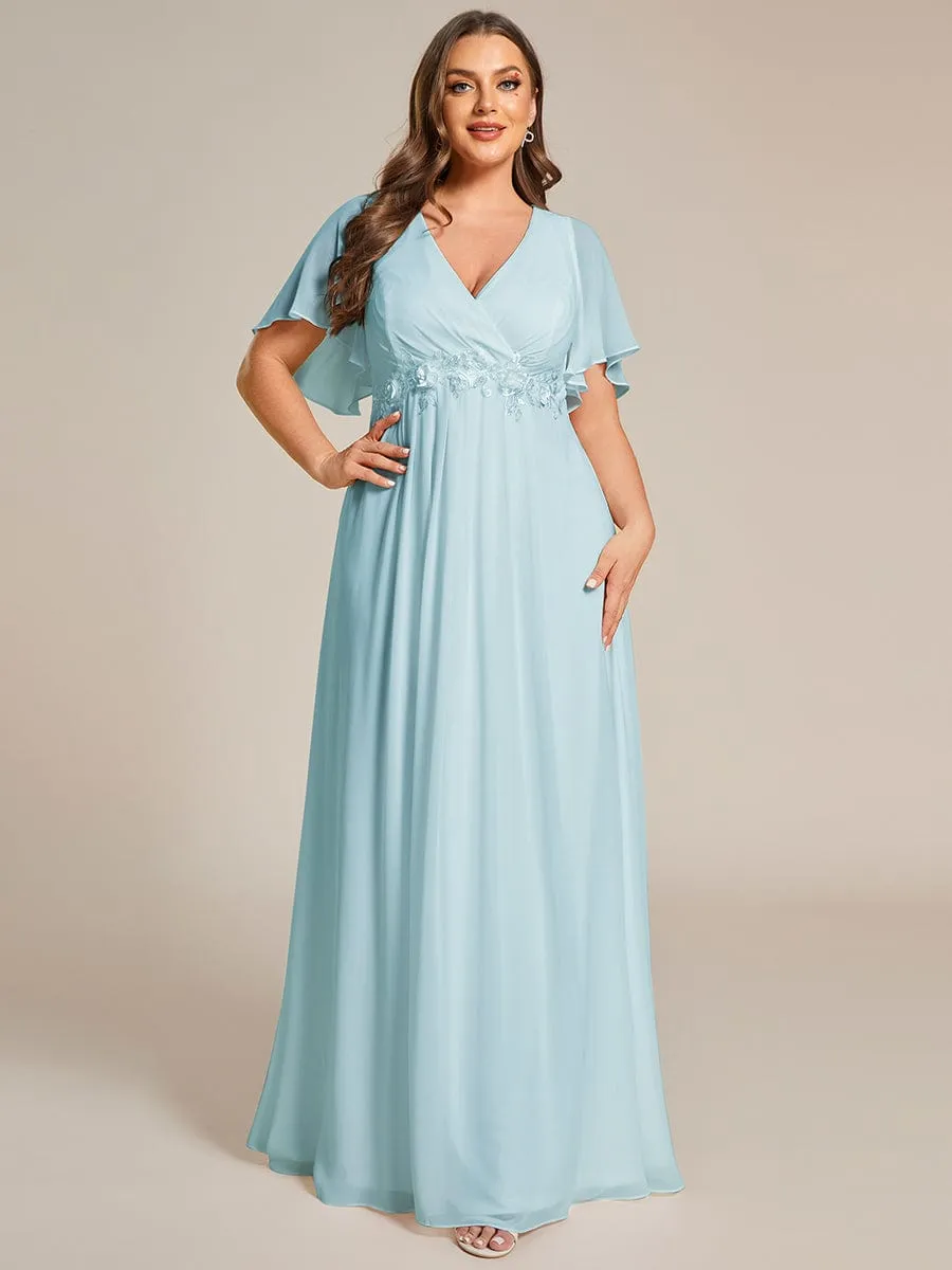 Robe de soirée élégante en mousseline de soie avec manches flottantes