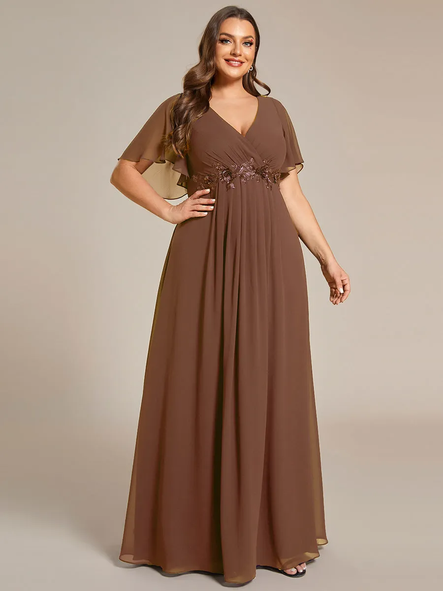 Robe de soirée élégante en mousseline de soie avec manches flottantes