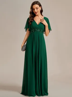 Robe de soirée élégante en mousseline de soie avec manches flottantes