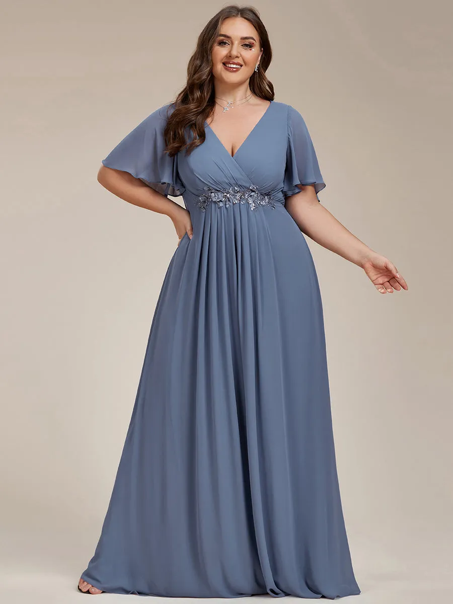 Robe de soirée élégante en mousseline de soie avec manches flottantes