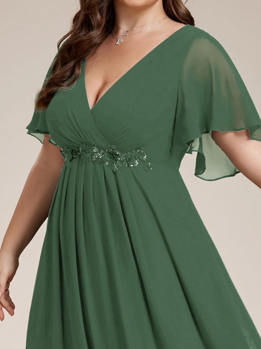 Robe de soirée élégante en mousseline de soie avec manches flottantes
