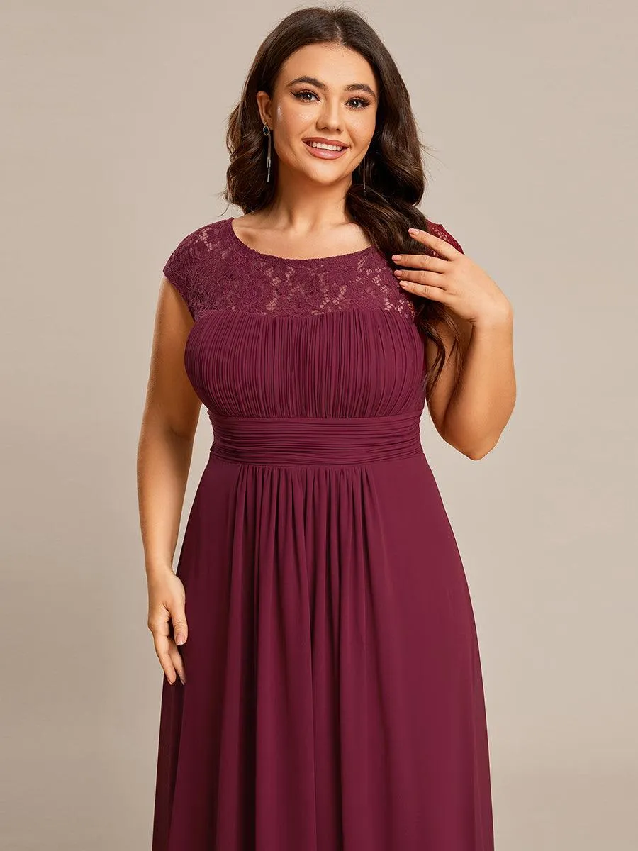 Robe de soirée élégante en mousseline Mancherons en dentelle