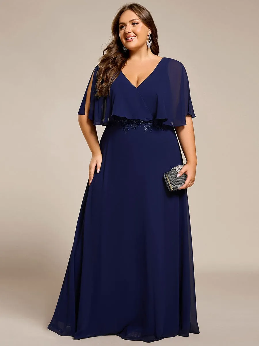 Robe longue de soirée en mousseline de soie grande taille