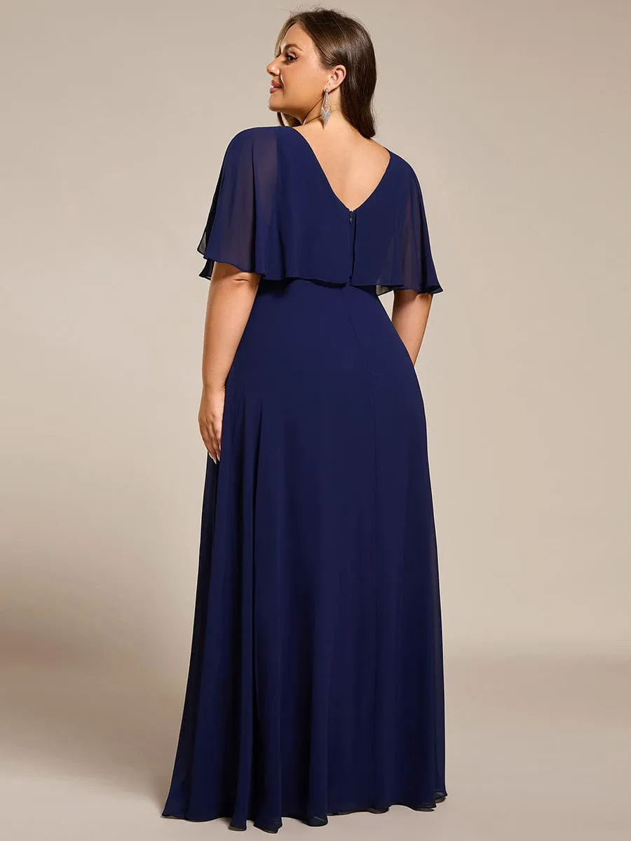 Robe longue de soirée en mousseline de soie grande taille
