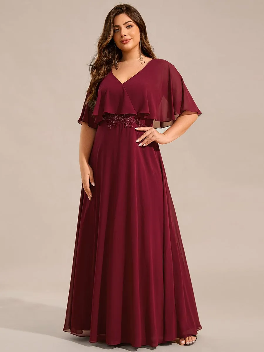 Robe longue de soirée en mousseline de soie grande taille