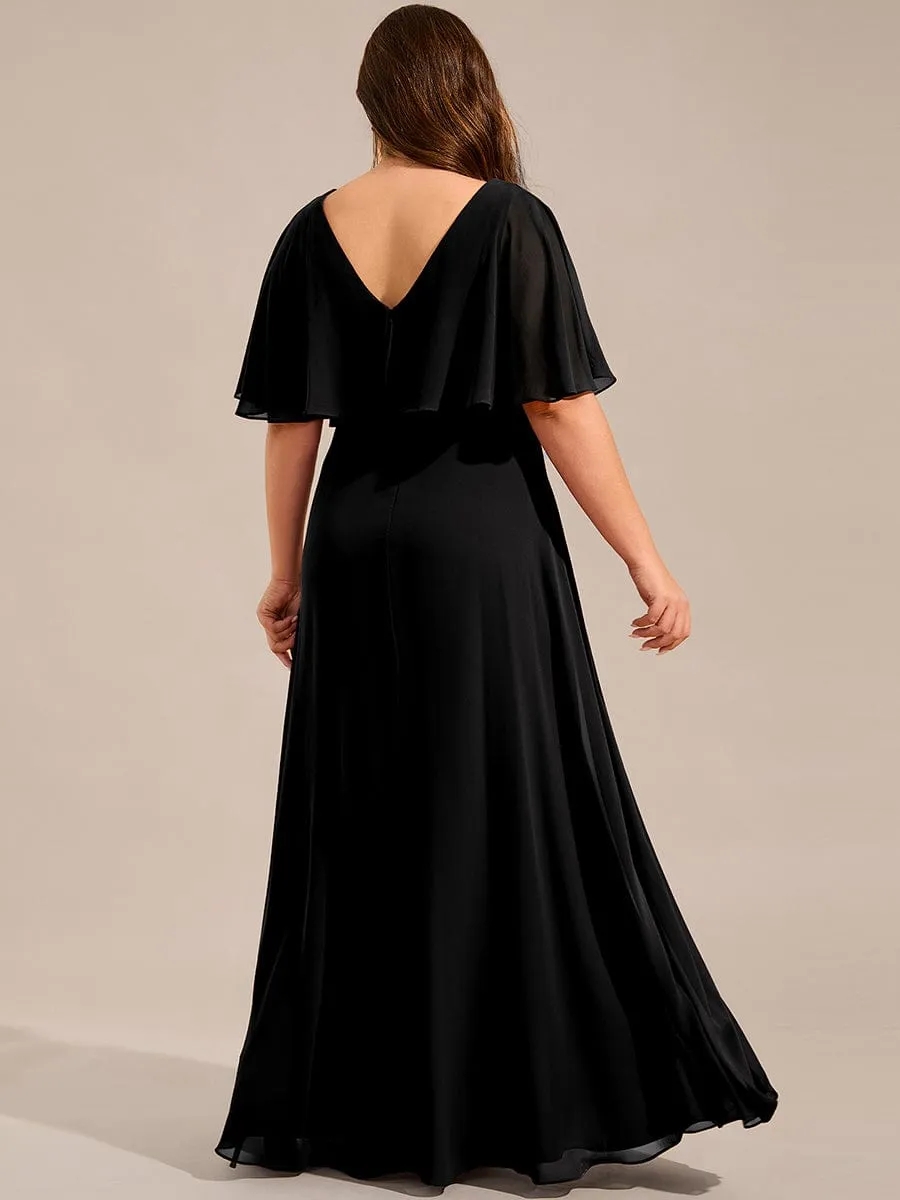 Robe longue de soirée en mousseline de soie grande taille