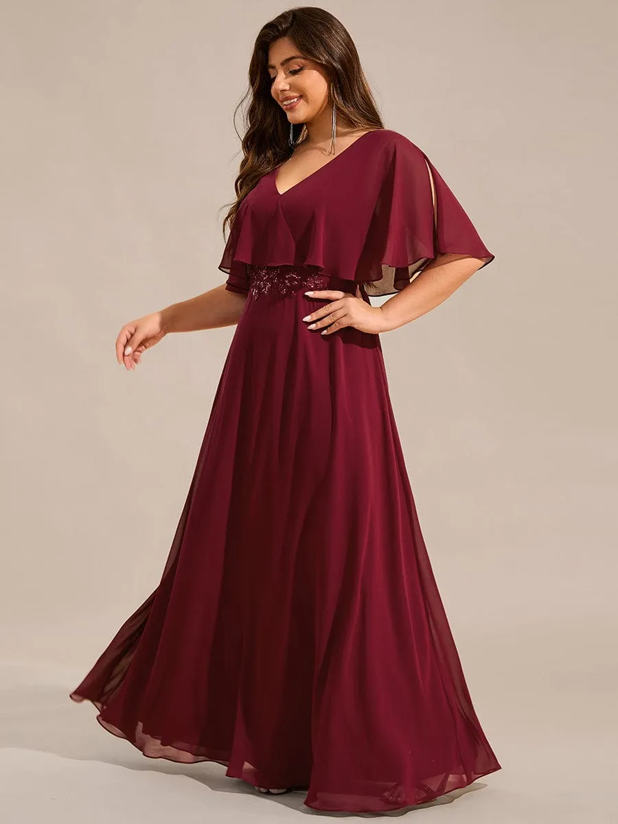 Robe longue de soirée en mousseline de soie grande taille
