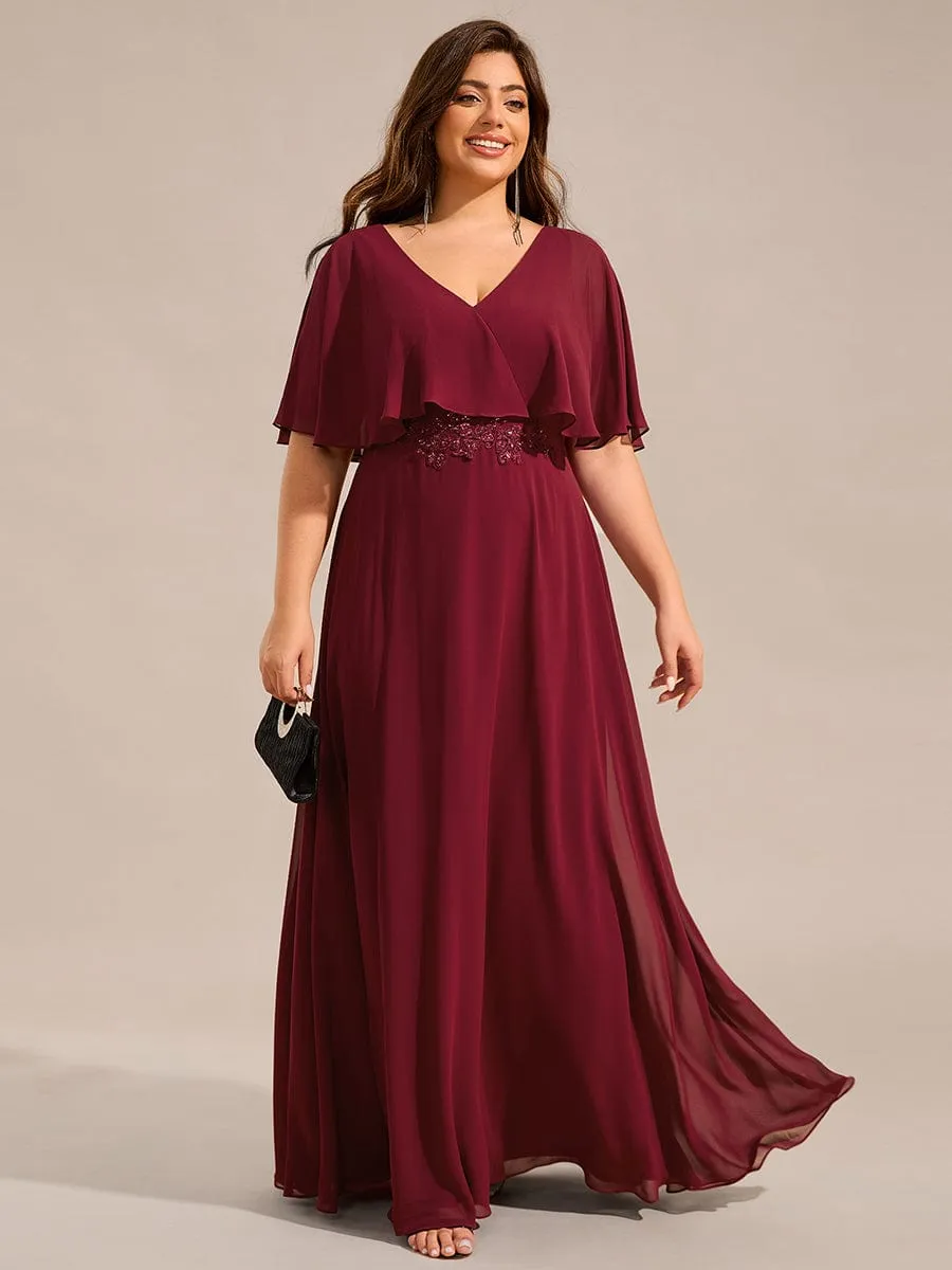 Robe longue de soirée en mousseline de soie grande taille
