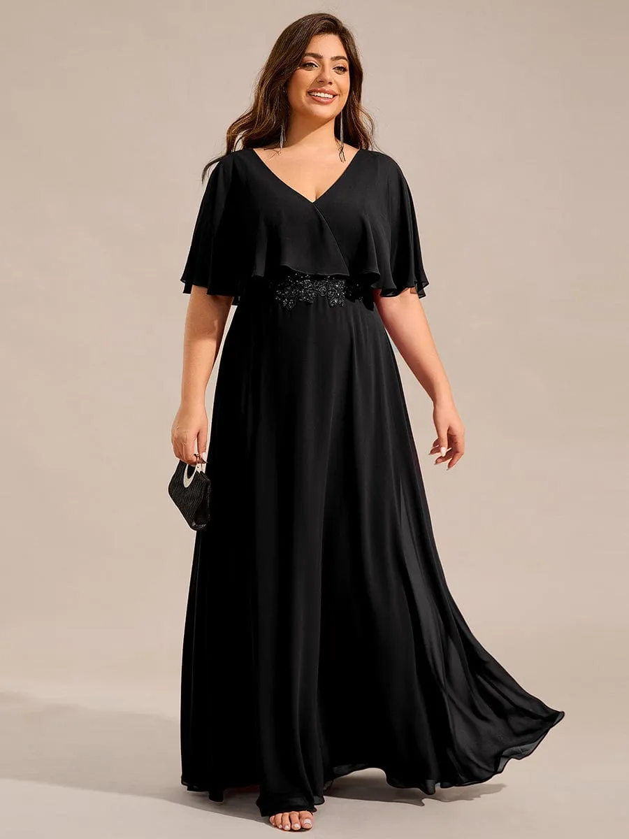 Robe longue de soirée en mousseline de soie grande taille