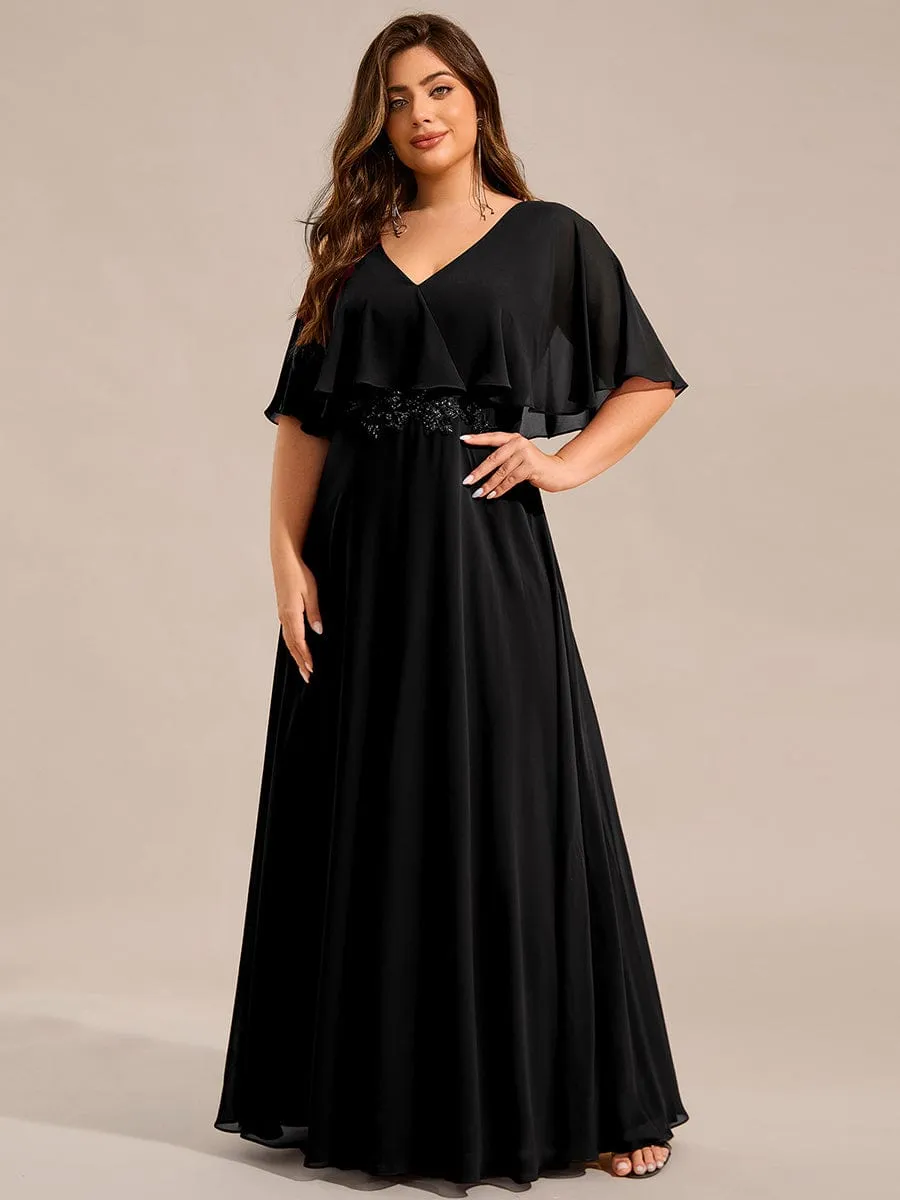 Robe longue de soirée en mousseline de soie grande taille