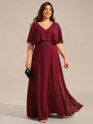 Robe longue de soirée en mousseline de soie grande taille