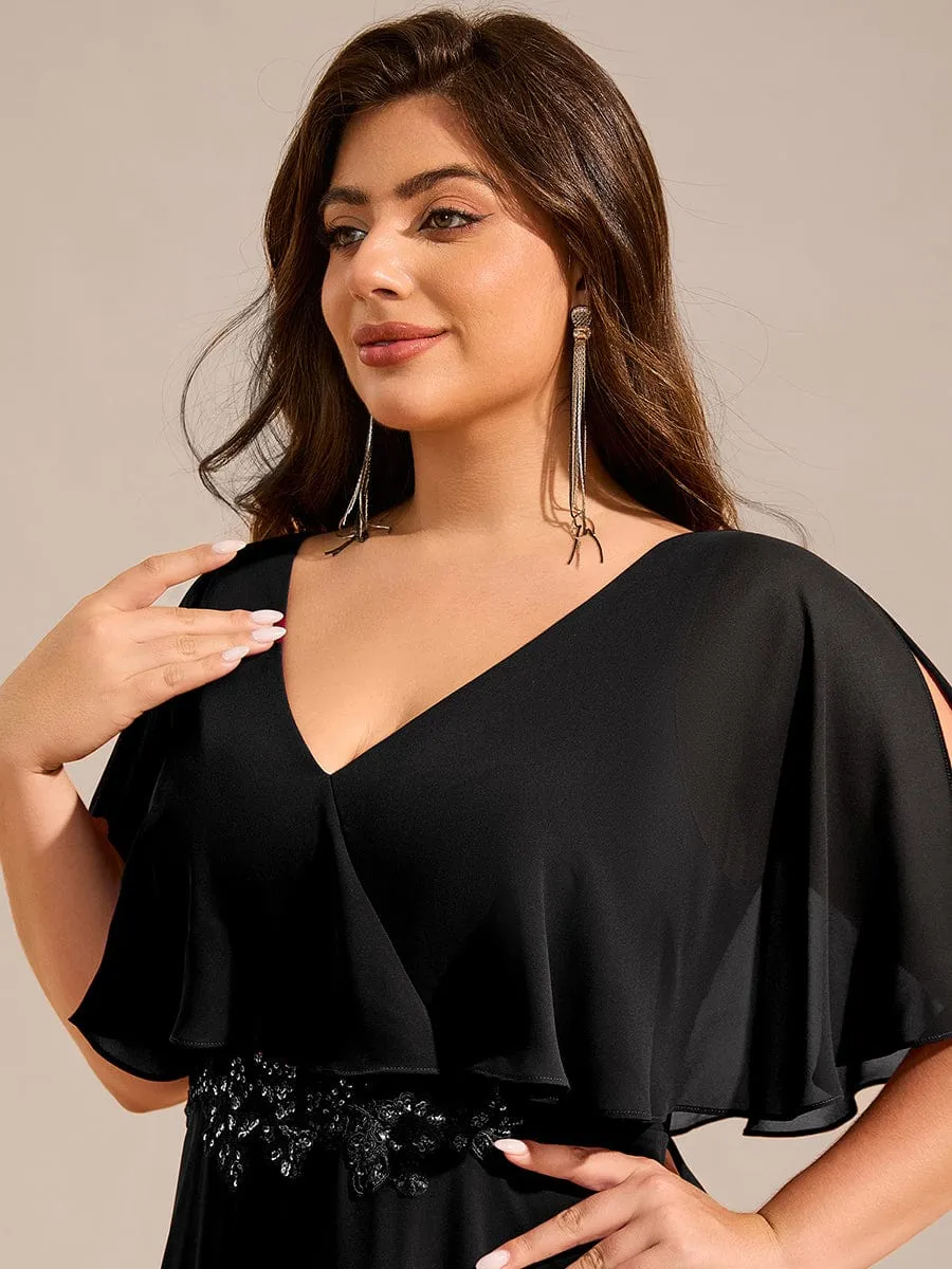 Robe longue de soirée en mousseline de soie grande taille