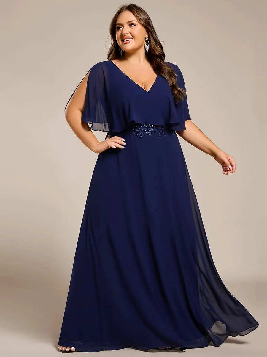Robe longue de soirée en mousseline de soie grande taille