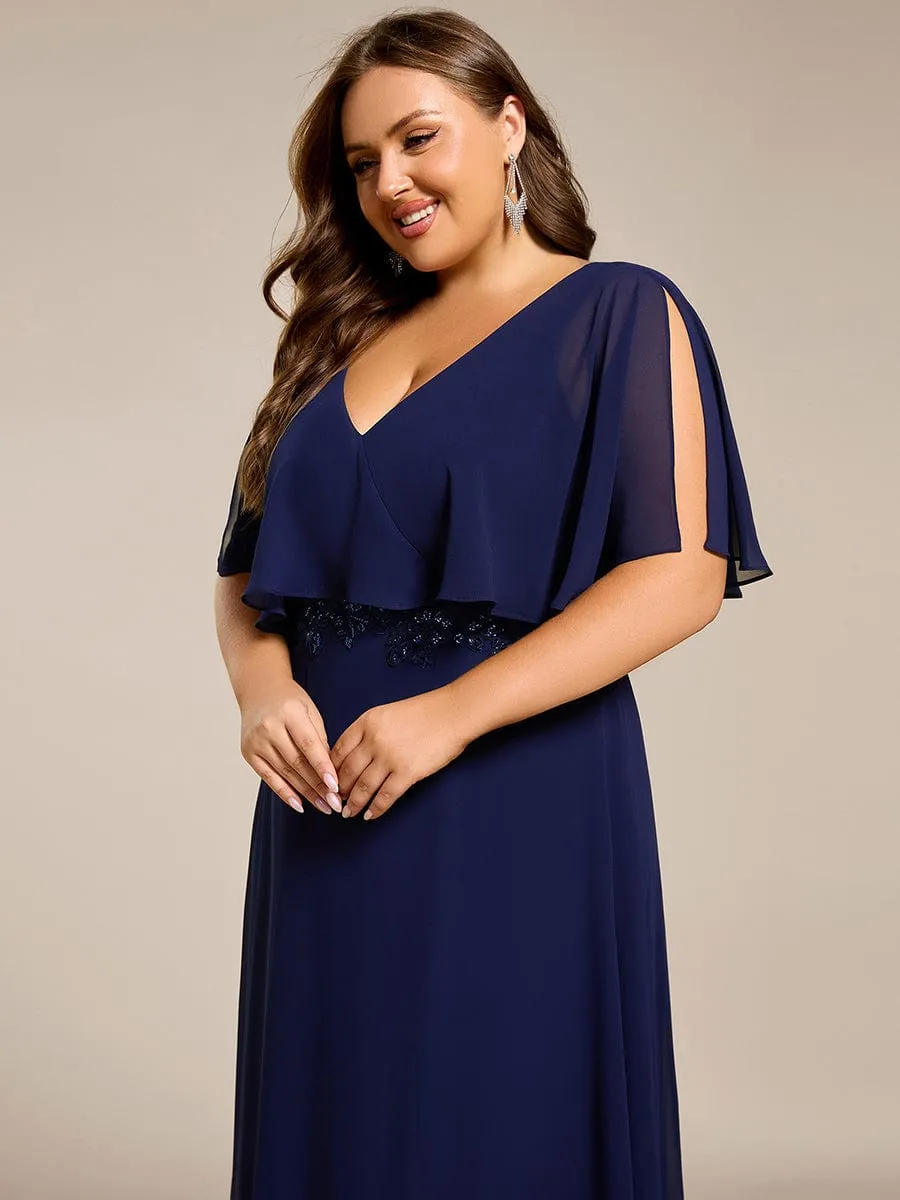 Robe longue de soirée en mousseline de soie grande taille