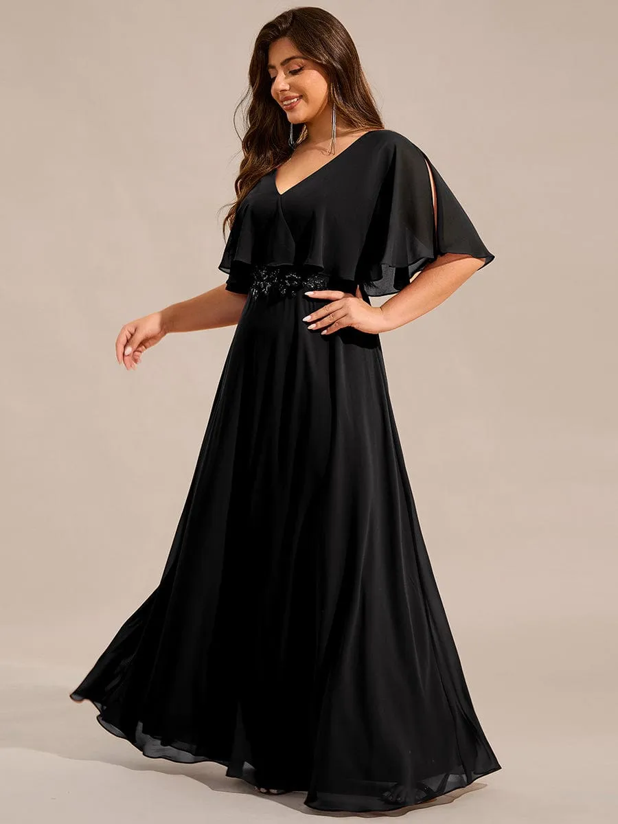 Robe longue de soirée en mousseline de soie grande taille