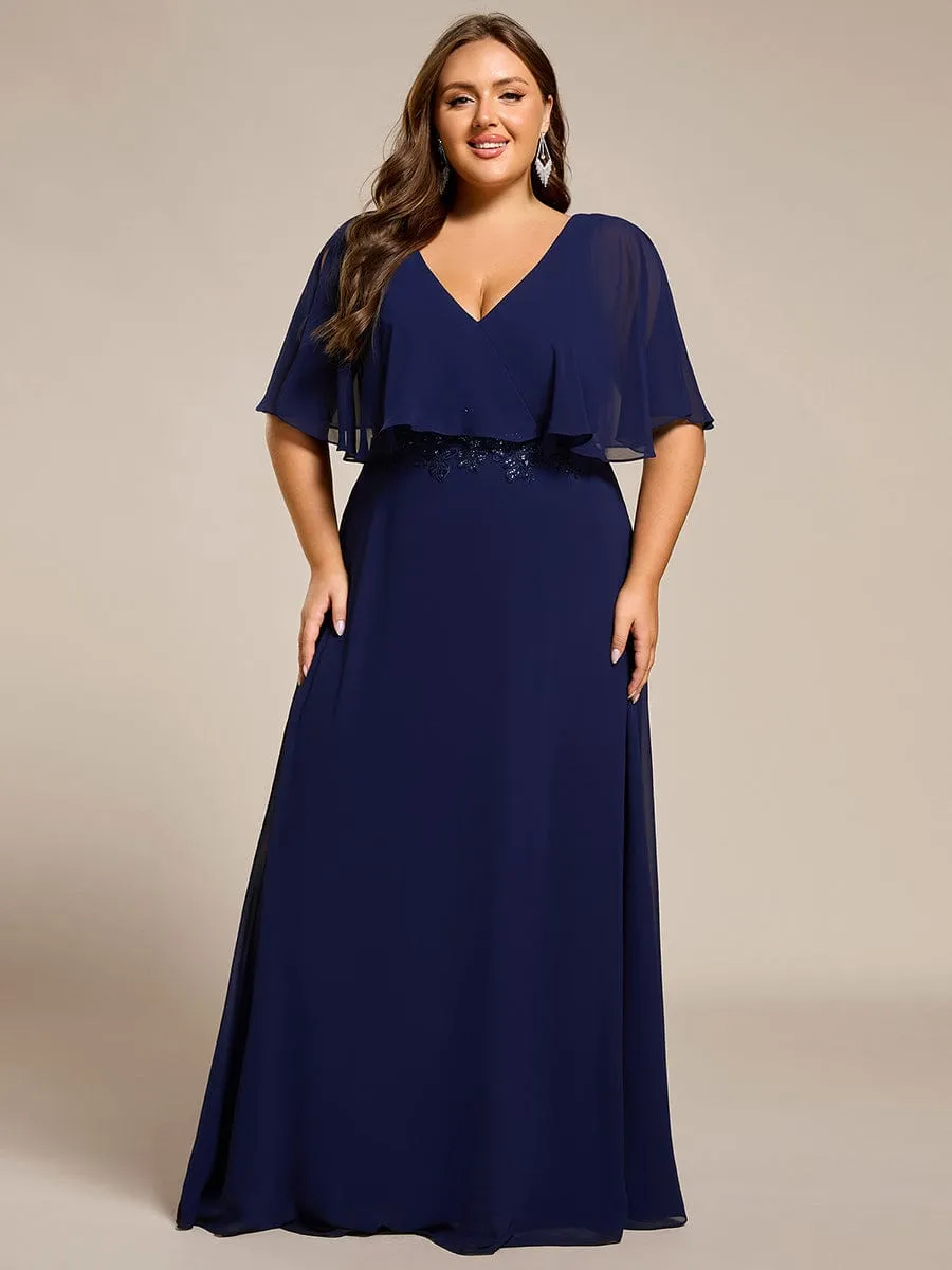 Robe longue de soirée en mousseline de soie grande taille