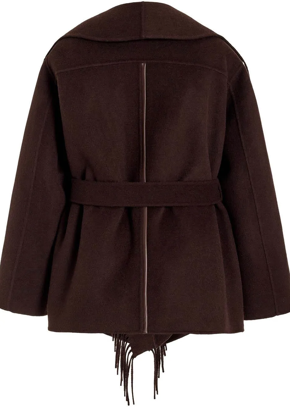 Rowen Wool Fringe Lapel Coat (Chocolate)