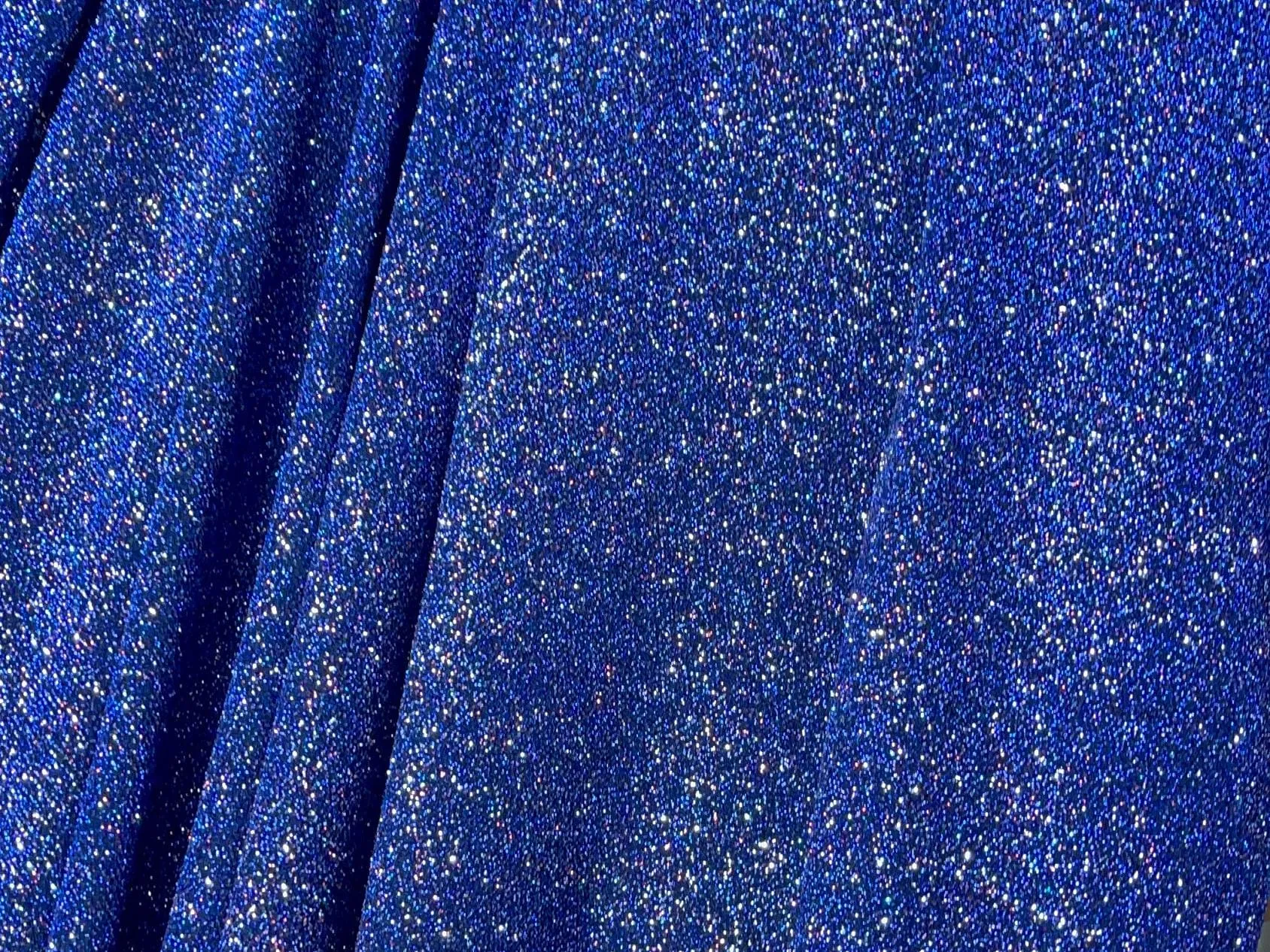 Royal Blue 4 Way Stretch Lurex Knit Fabric, Shimmery Dance Wear Fabric, Blue Glittery Nylon Spandex By Yard, Premium Quality Material