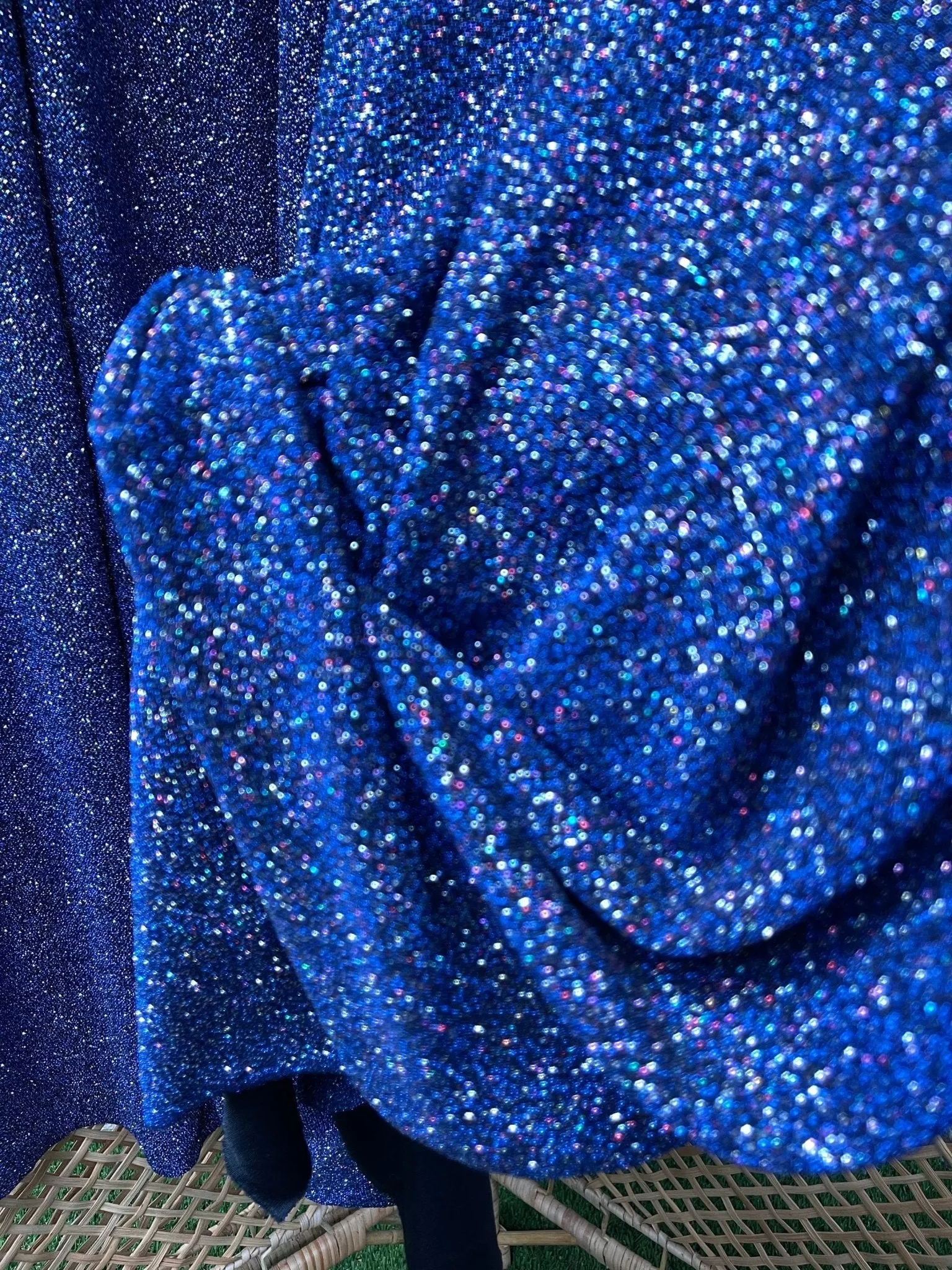Royal Blue 4 Way Stretch Lurex Knit Fabric, Shimmery Dance Wear Fabric, Blue Glittery Nylon Spandex By Yard, Premium Quality Material