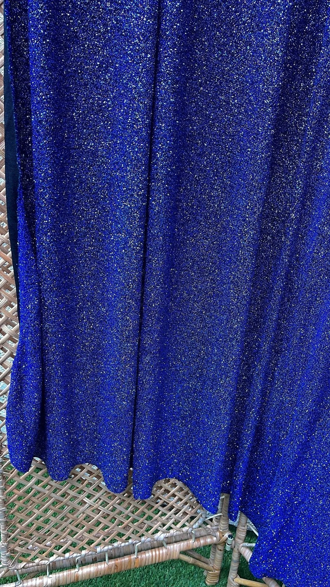 Royal Blue 4 Way Stretch Lurex Knit Fabric, Shimmery Dance Wear Fabric, Blue Glittery Nylon Spandex By Yard, Premium Quality Material