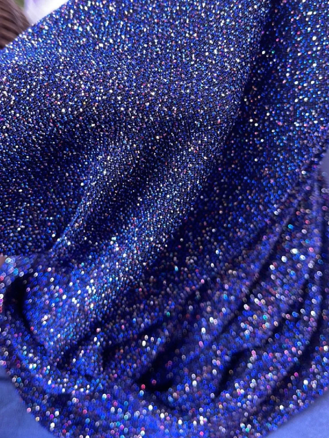 Royal Blue 4 Way Stretch Lurex Knit Fabric, Shimmery Dance Wear Fabric, Blue Glittery Nylon Spandex By Yard, Premium Quality Material
