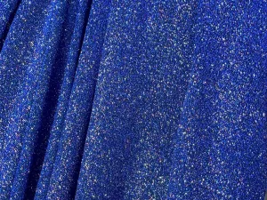 Royal Blue 4 Way Stretch Lurex Knit Fabric, Shimmery Dance Wear Fabric, Blue Glittery Nylon Spandex By Yard, Premium Quality Material