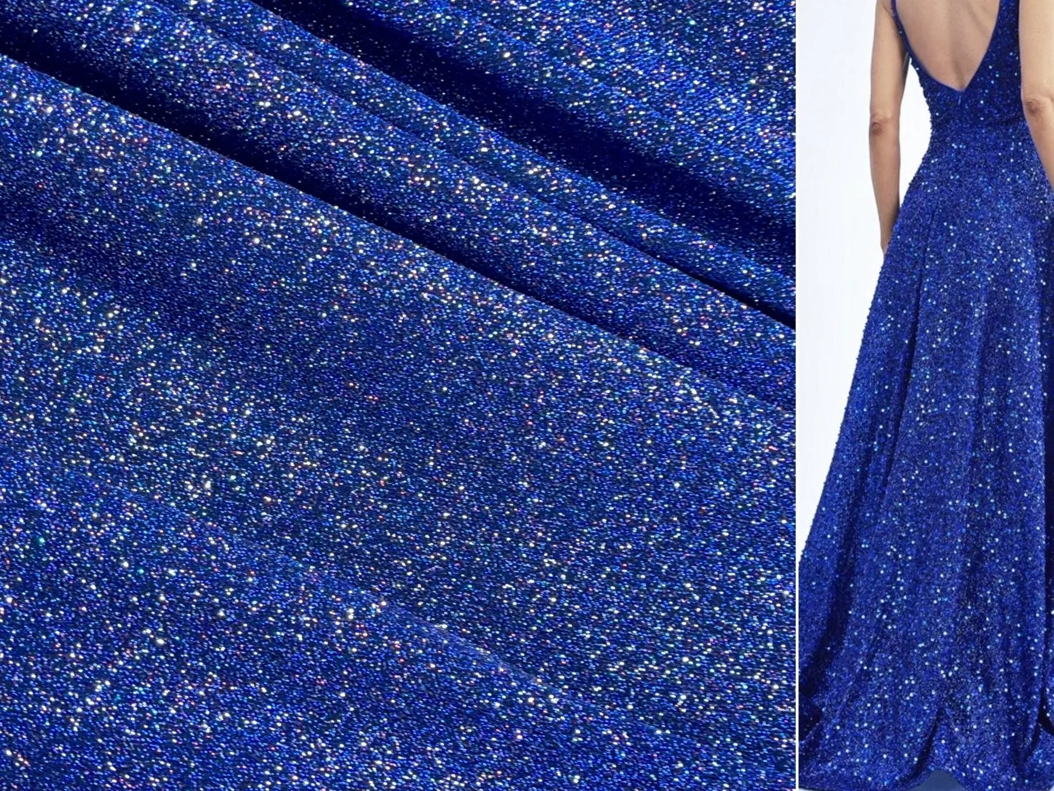 Royal Blue 4 Way Stretch Lurex Knit Fabric, Shimmery Dance Wear Fabric, Blue Glittery Nylon Spandex By Yard, Premium Quality Material