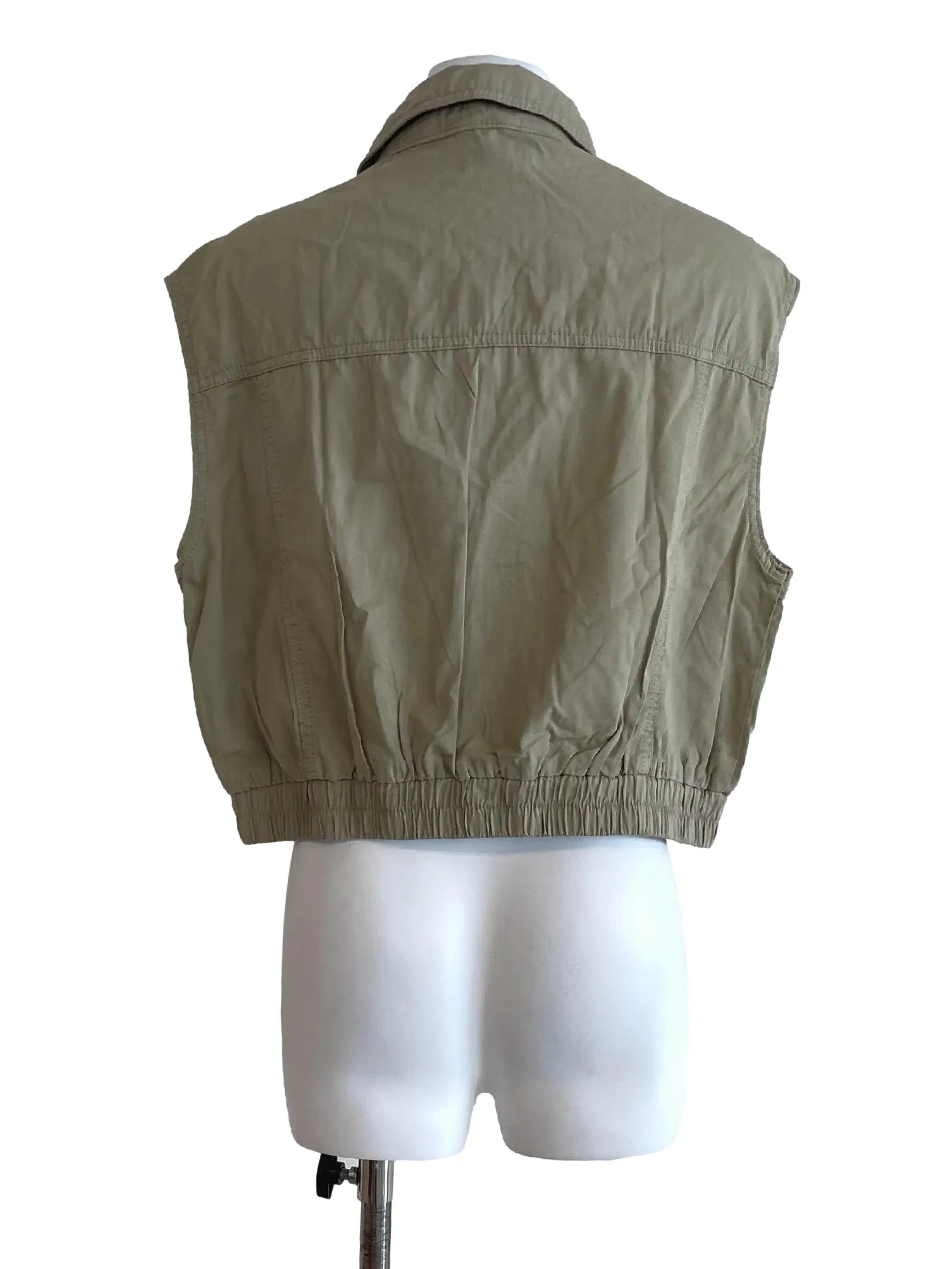 Sage Green Zip Up Sleeveless Cropped Jacket