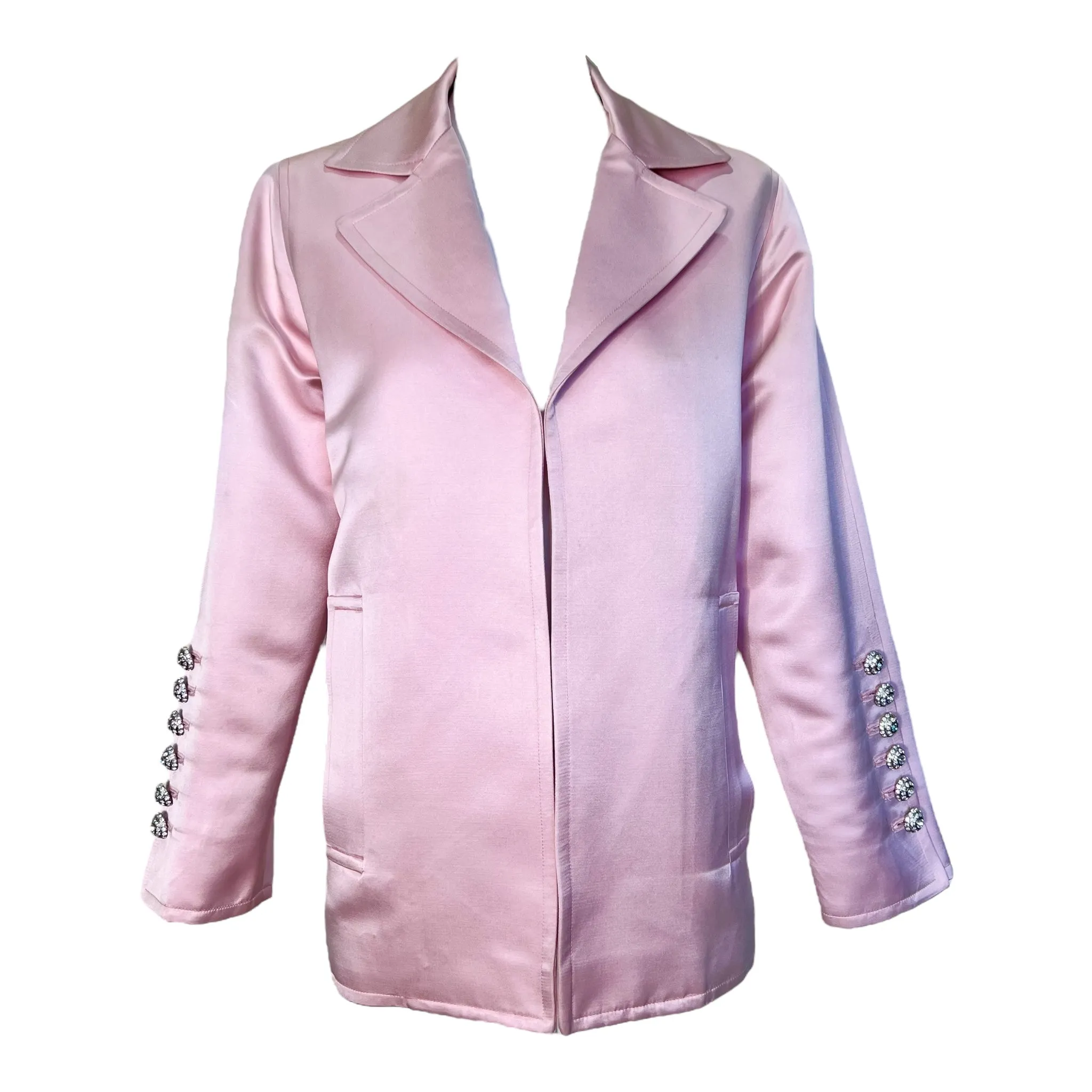 Saint Laurent Rive Gauche 1990's Pink Silk Satin Evening Jacket
