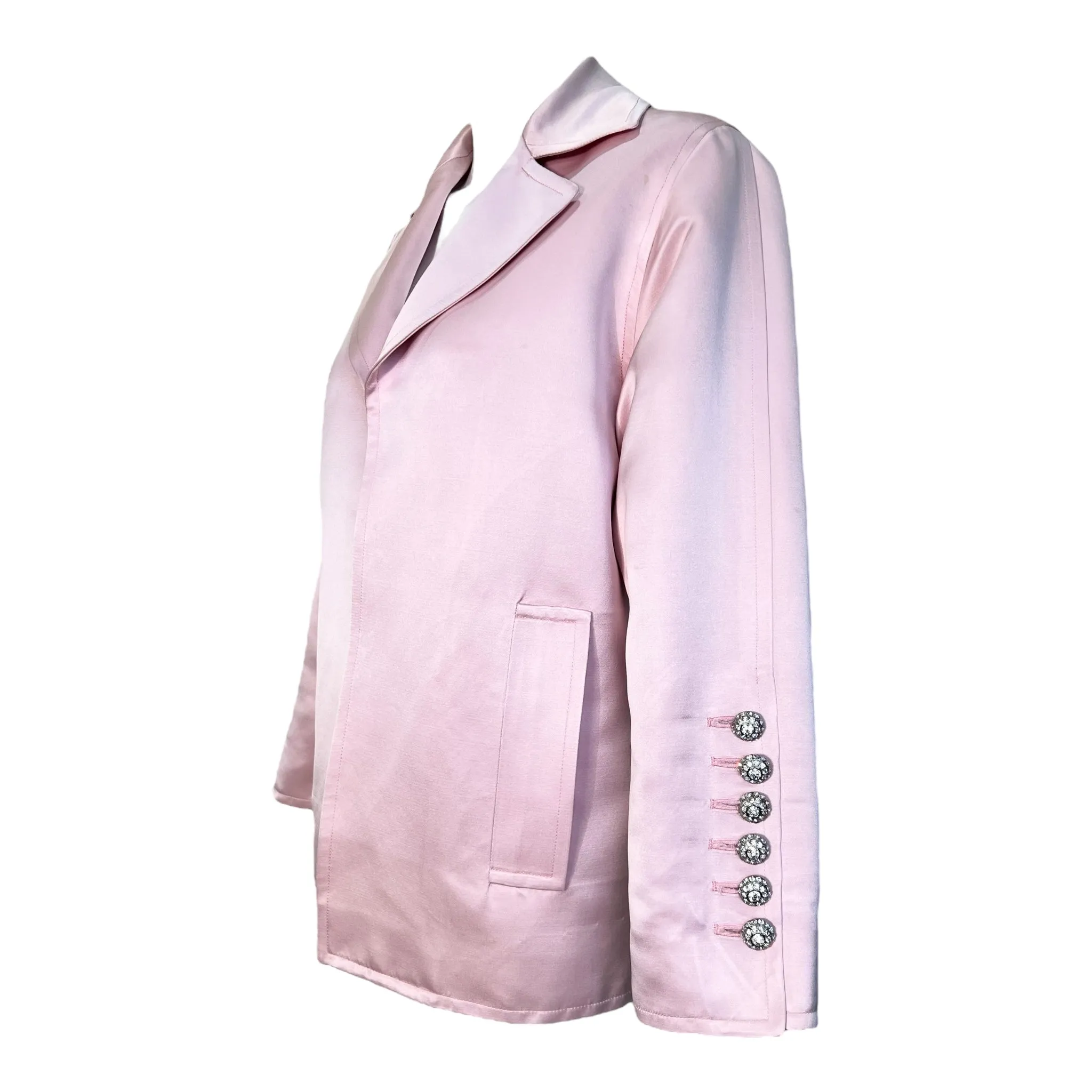 Saint Laurent Rive Gauche 1990's Pink Silk Satin Evening Jacket