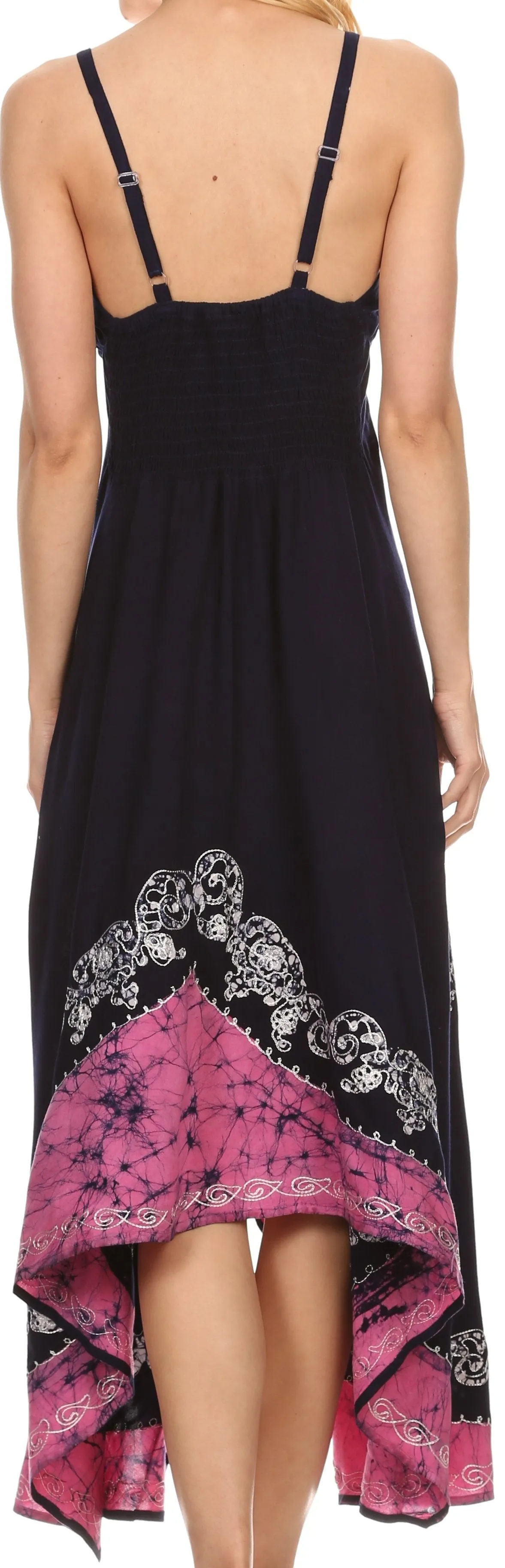 Sakkas Serenity Embroidered Batik Halter Dress