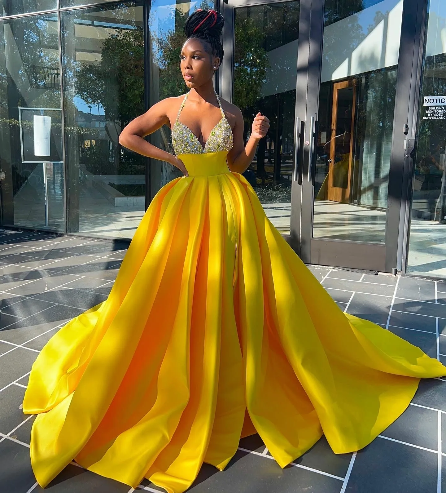 (SAMPLE) High Split Halter Ball Gown