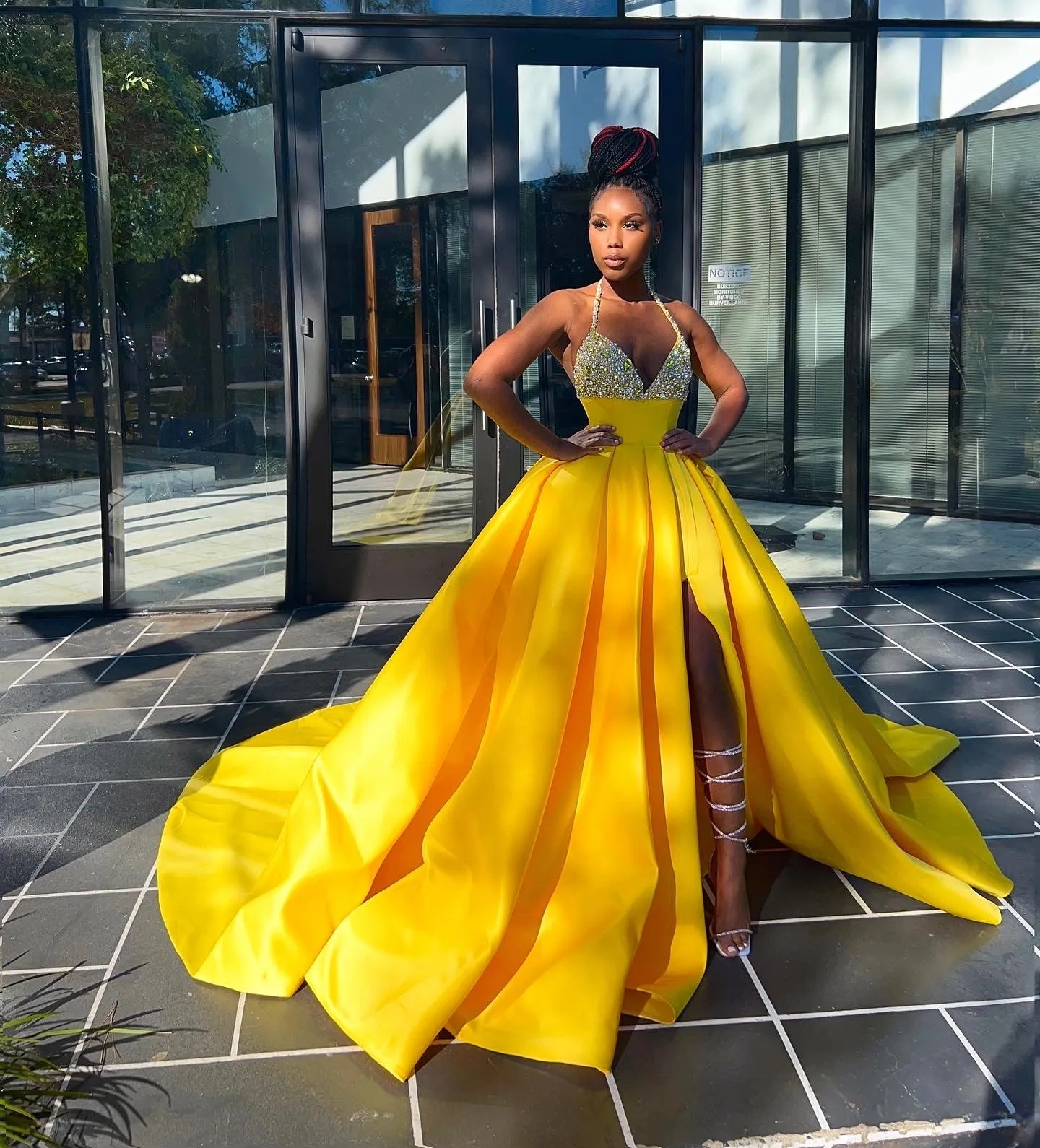 (SAMPLE) High Split Halter Ball Gown