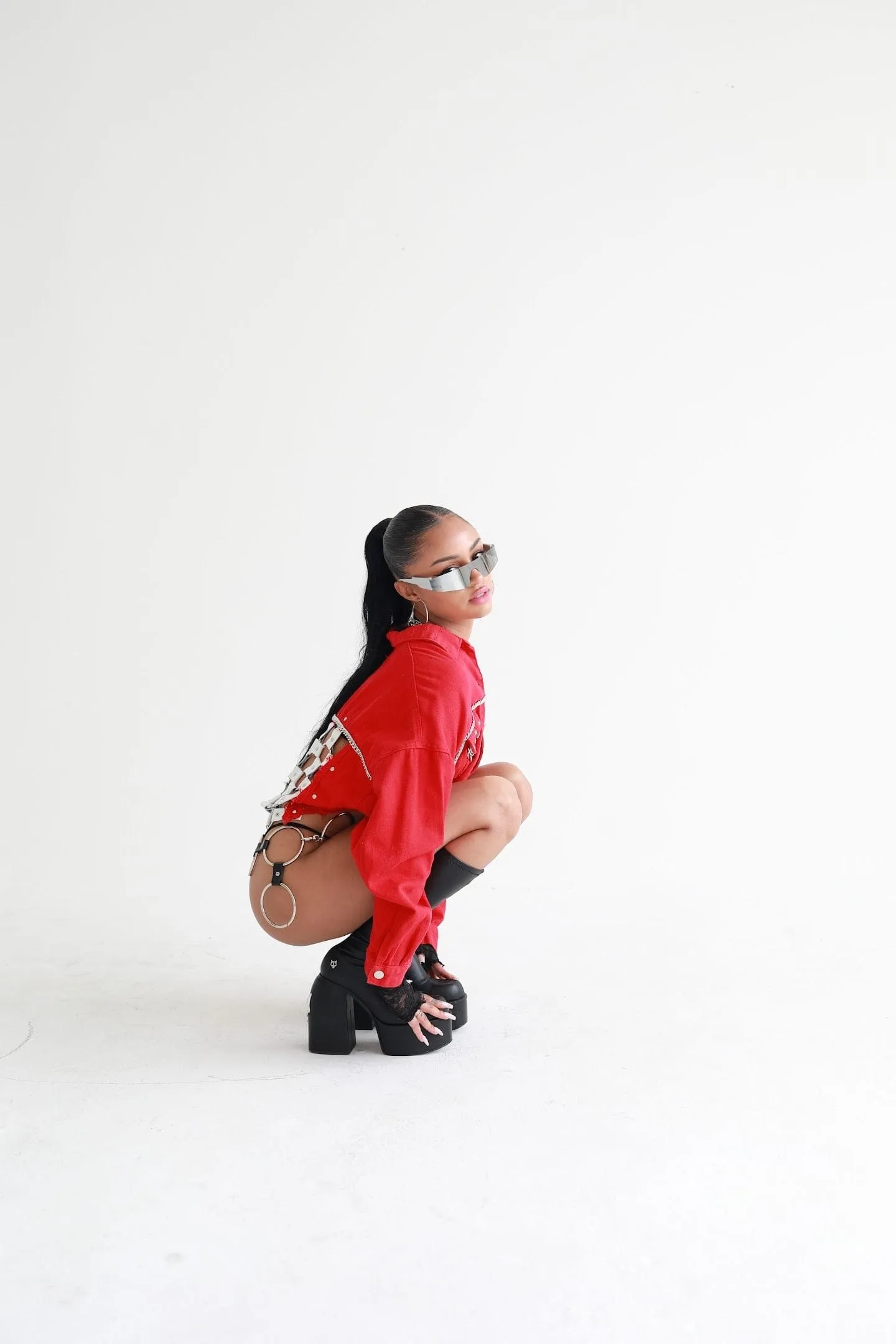 Scarlett Red Denim Cropped Jacket