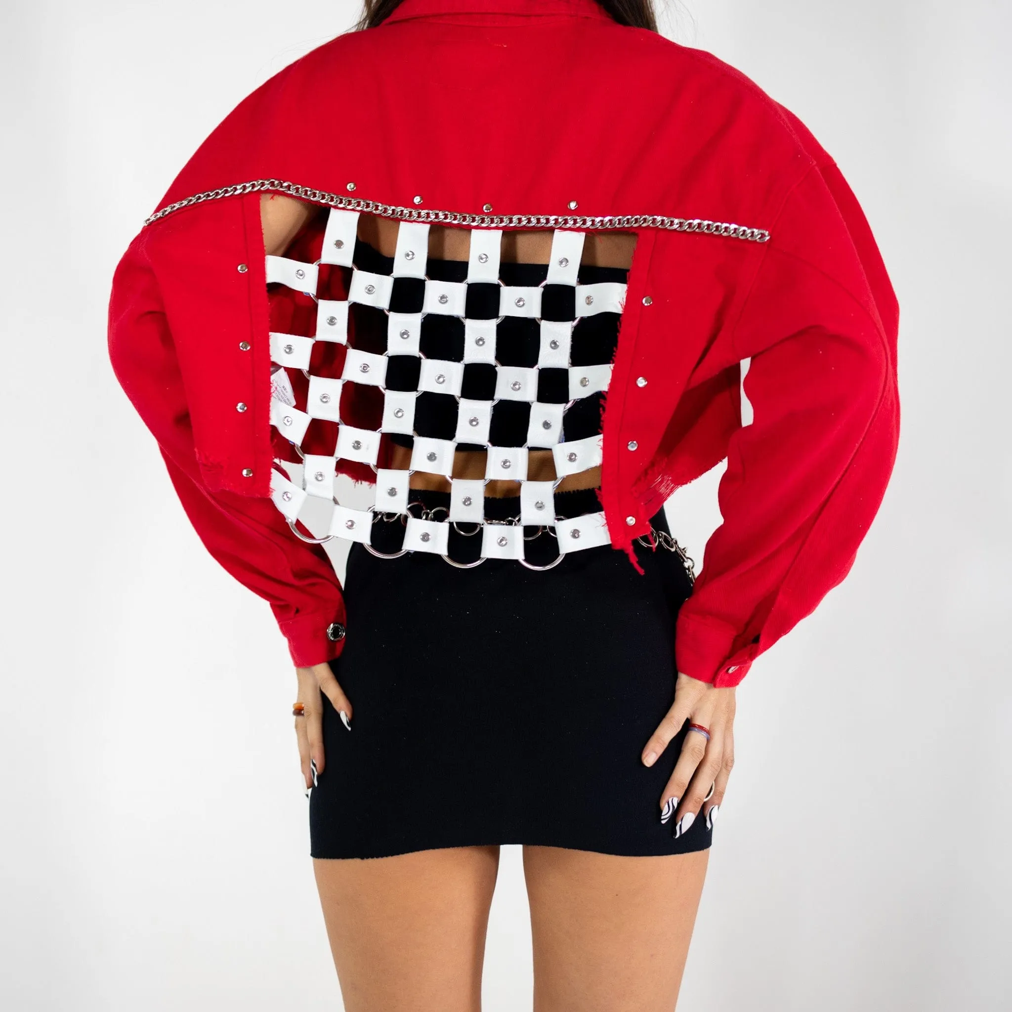 Scarlett Red Denim Cropped Jacket
