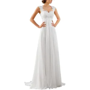 sd-hk Women's Sleeveless Lace Chiffon Evening Wedding Dresses Bridal Gowns
