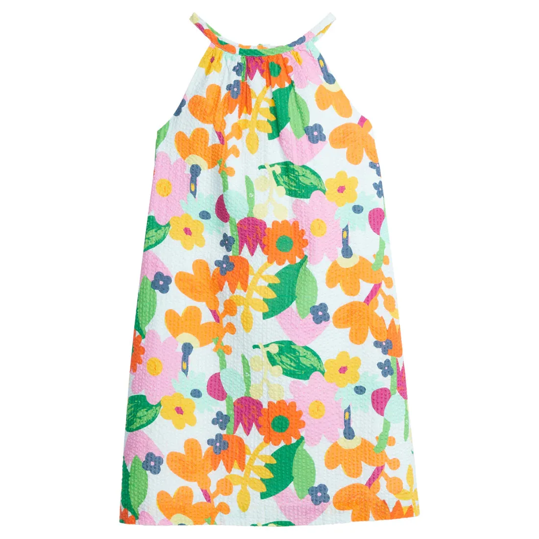 Seersucker Halter Swing Dress