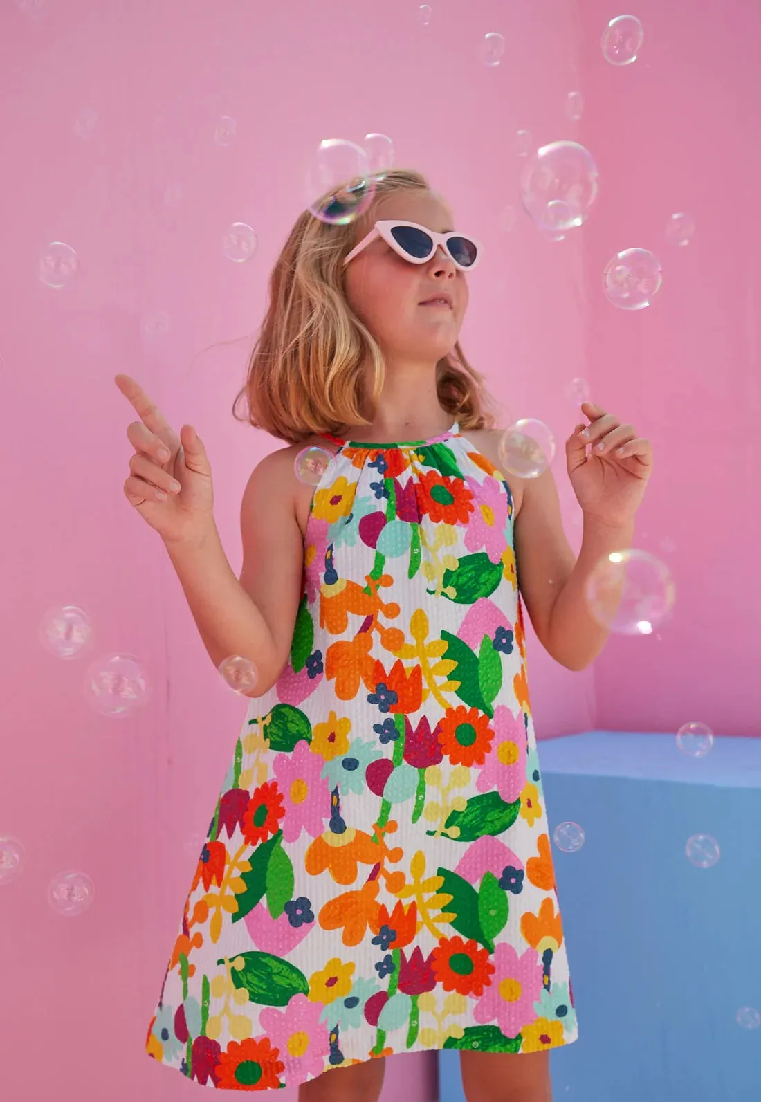 Seersucker Halter Swing Dress