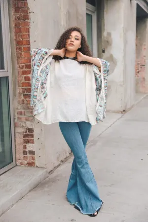 SELMA EMBROIDERED PONCHO IVORY