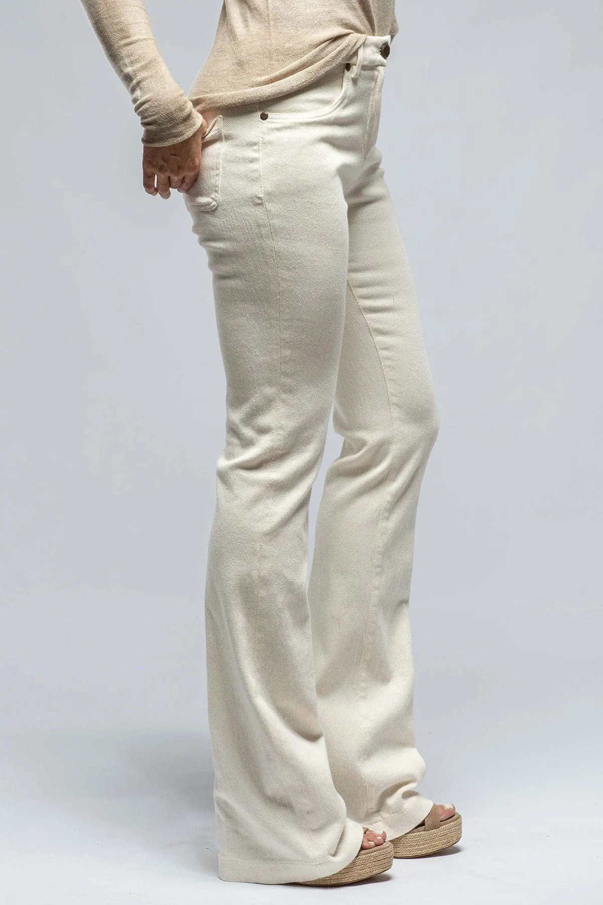 Selma Stretch Cord Flare Pant In White