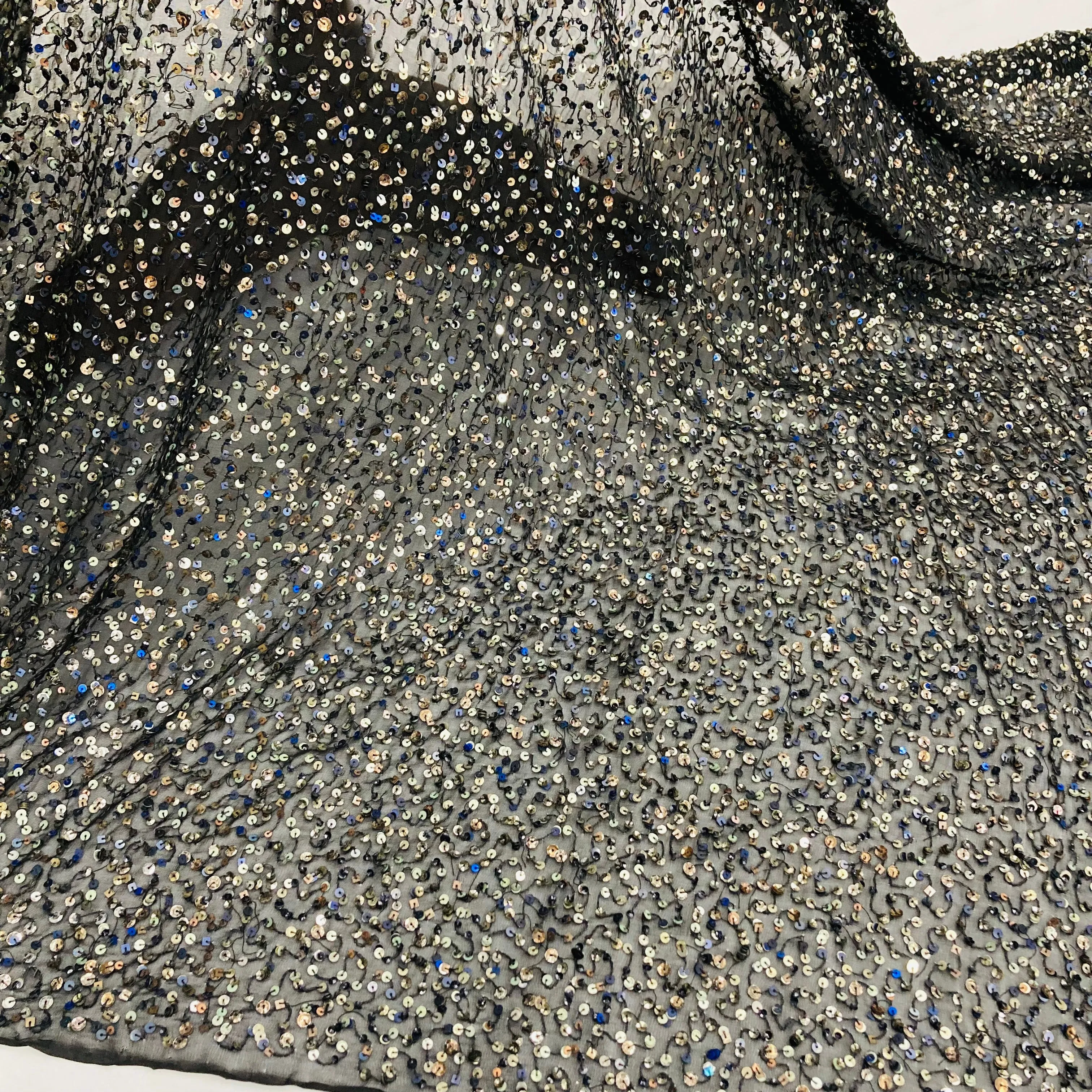 Sequined Lace Fabric Embroidered on 100% Polyester Chiffon | Lace USA - GD-03