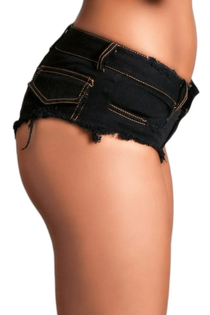 Sexy Black Denim Baby Got Back Booty Shorts