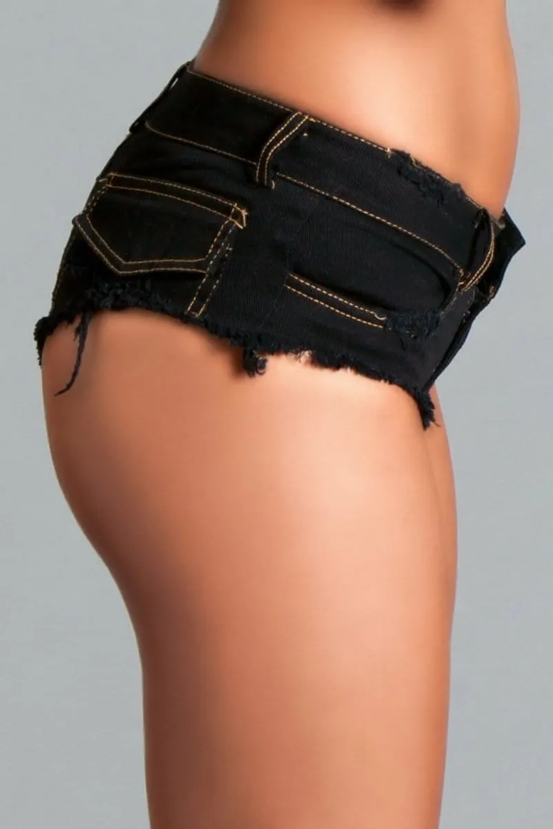Sexy Black Denim Baby Got Back Booty Shorts