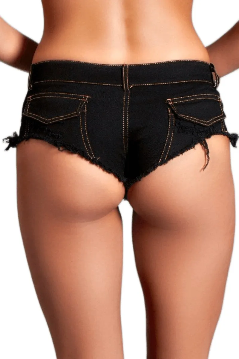 Sexy Black Denim Baby Got Back Booty Shorts