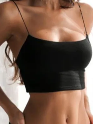 Sexy Black Halter Crop Top - Women's Backless Camisole